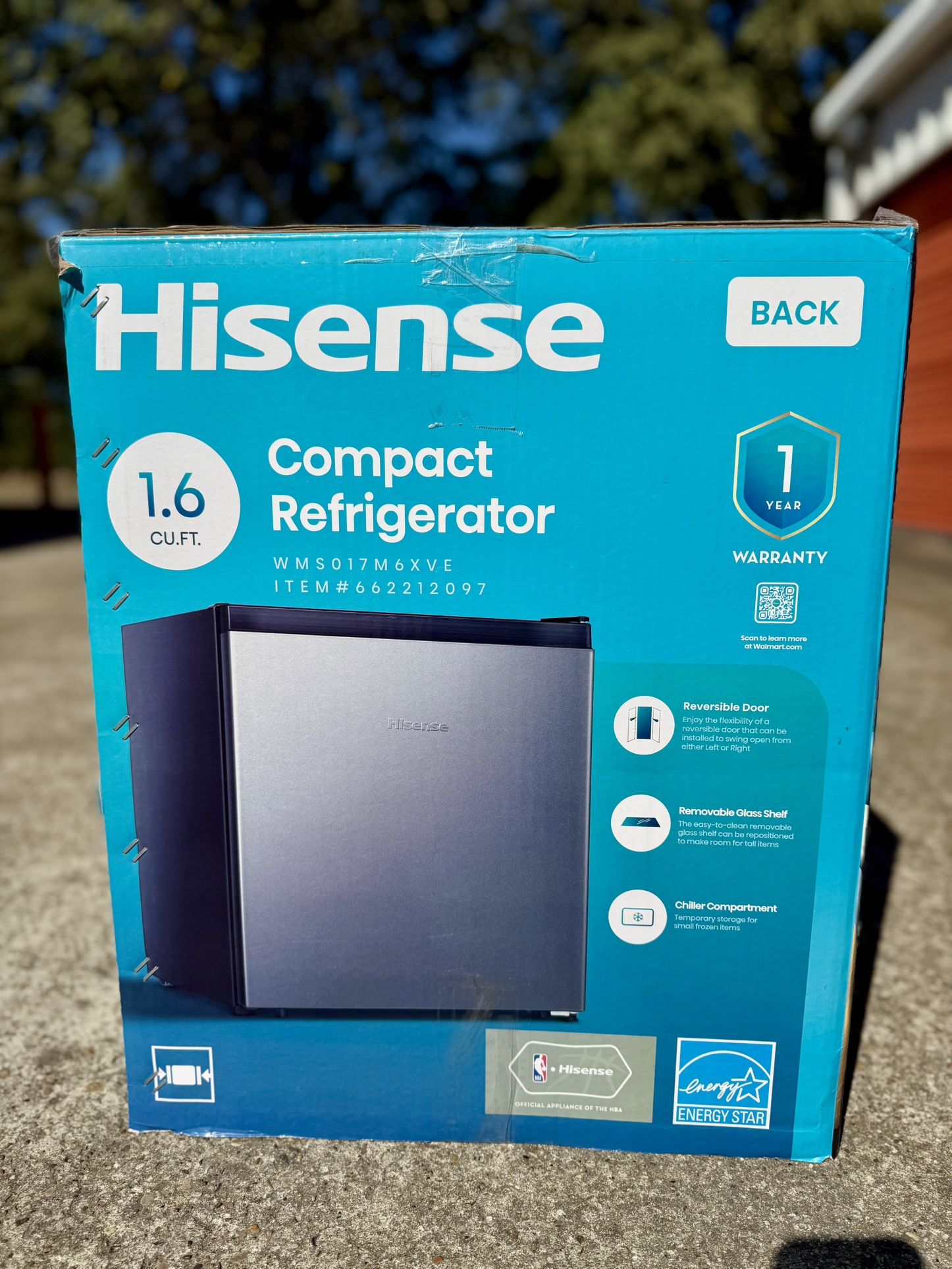 Hisense 1.6 Cu Ft Single Door Mini Fridge, Silver