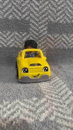 Fisher Price Little-People Yellow Sports Car W/ Mom Figure