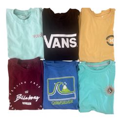 Lot of 6  Small Kids T-Shirts! Vans, Volcom, Billabong, Hurley, Quicksilver