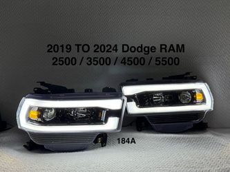 2019 TO 2024 Dodge RAM 2500 / 3500 / 4500 / 5500 Projector Headlights LED DRL Tube - Jet Black