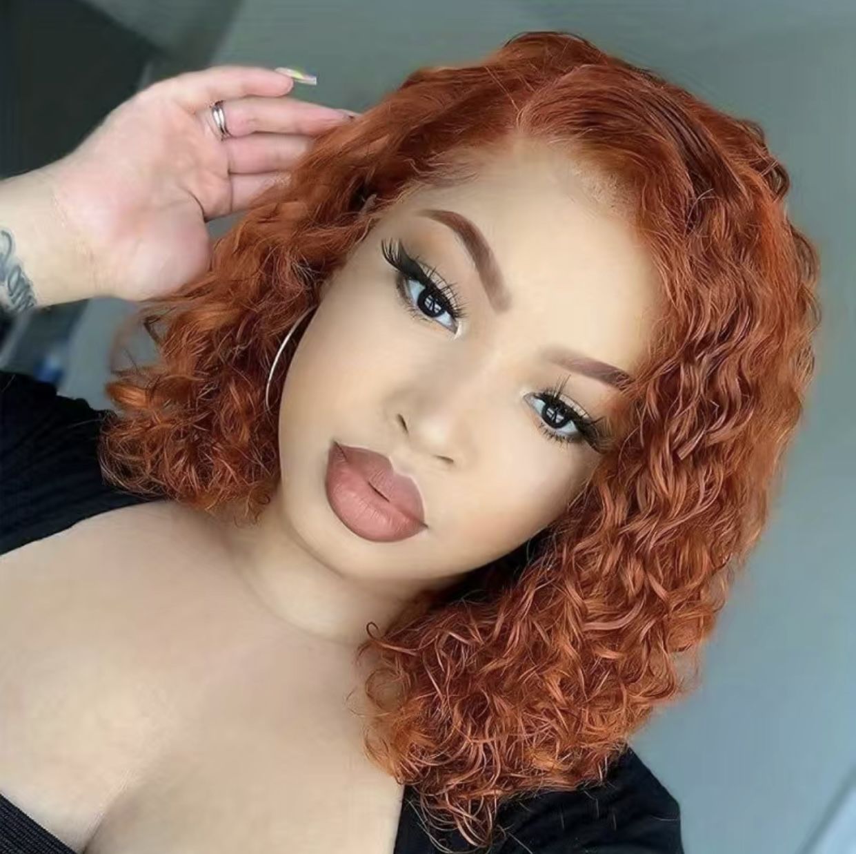 12” 180% Density Ginger Orange 13x4 Lace Frontal Jerry Curly Human Hair Wig