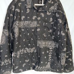 Men’s Button Up Jacket, Size Large, Original Use Brand, Handkerchief Print