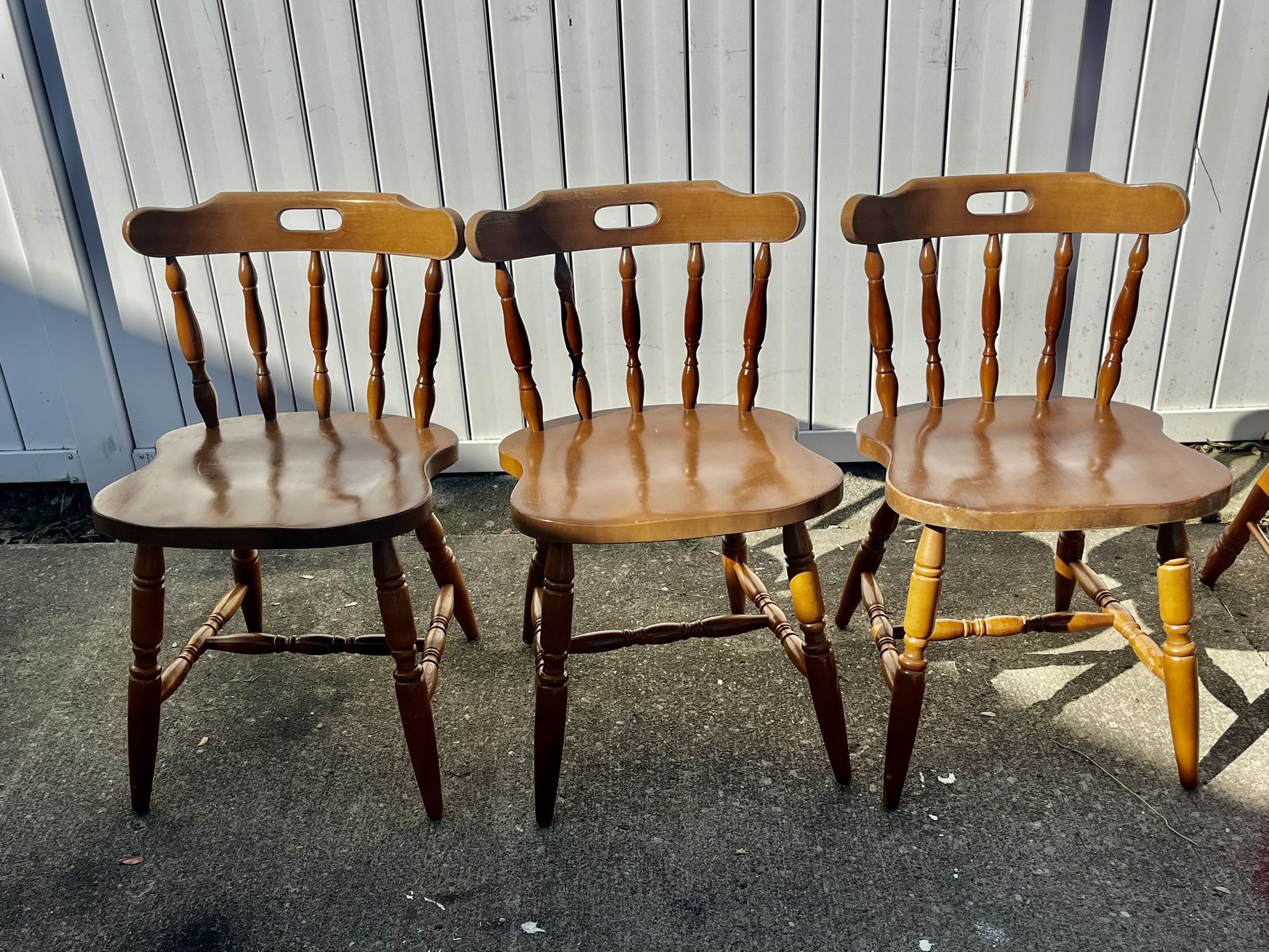 Set Of 3 Solid Wood Dining Chairs 