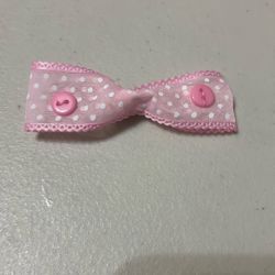 BabyPink  Polkadot Bow With Pink Buttons