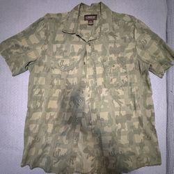 No Boundaries Green Camo Button Up