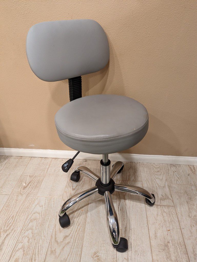 Round Rolling Stool with Foot Rest Height Adjustable Swivel Drafting Work SPA Task Chair with Wheels

