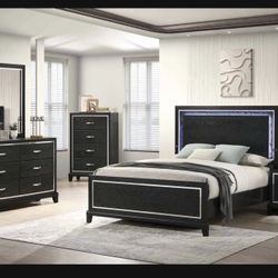 Brand New Elegant LED Queen Size Bedroom Set 