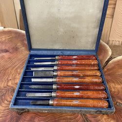 Vintage Craftsman Wood Lathe Turning Chisel Tool Set of 8 1040s 13” Mahogany 