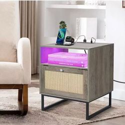 Brand New Night Stand End Table With Electrical Outlets 