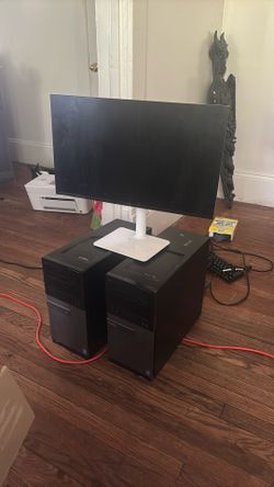 2 Dell Pc Towers And A Dell Monitor Come With All Cords ,mouse Headphone Keyboard