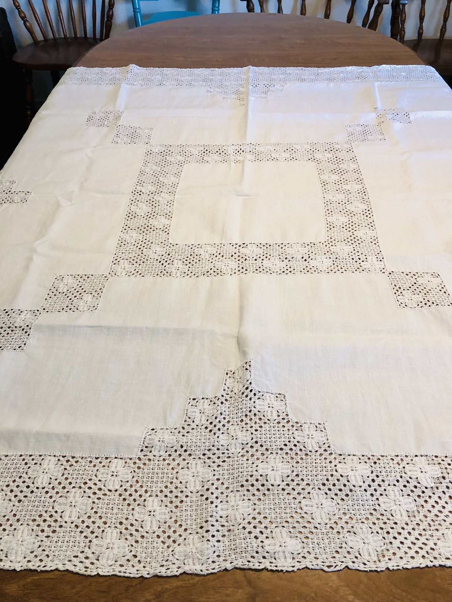 Vintage 53x51 Linen Tablecloth 