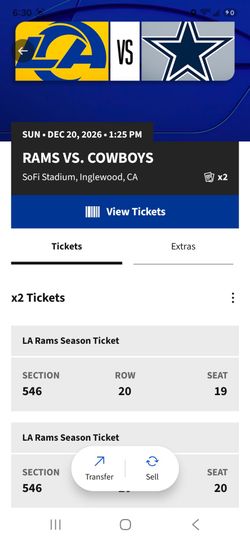 Rams vs. Cowboys Sun. Dec. 20th