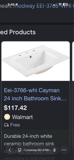 Modway Cayman 24-Inch White Bathroom Sink (only the top part and BRAND NEW STILL IN BOX) (ONLY PICKUP: located in Long Beach)