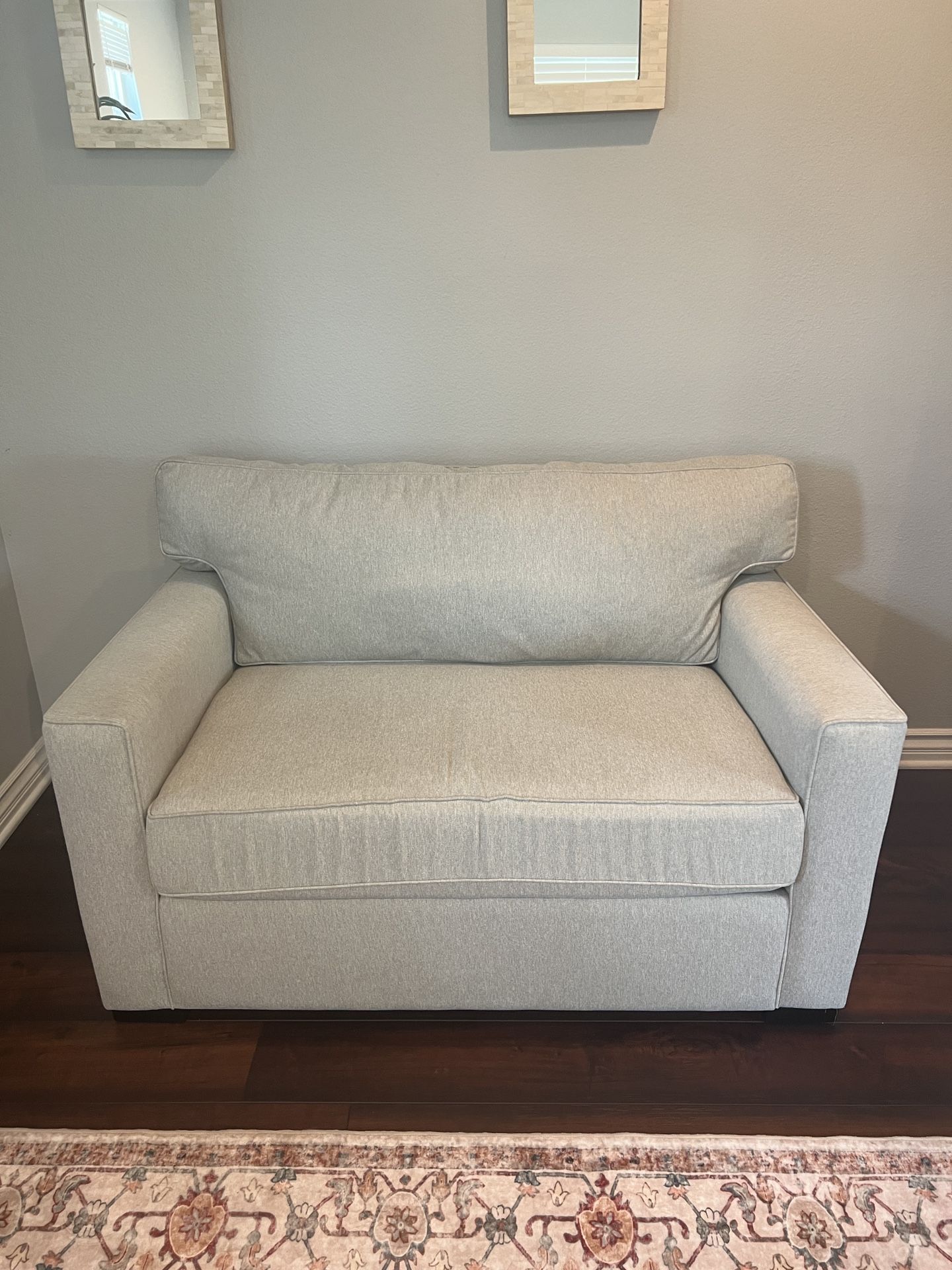 Ethan V 54" Grey Fabric Memory Foam Twin Sleeper Sofa Bed | With Arms