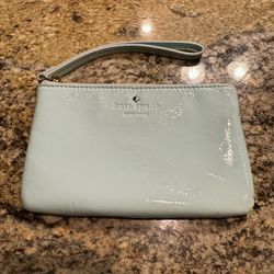 Kate Spade Teal Patent Leather Small Pouch Wristlet Wallet PWRU2820