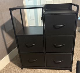 NEW Black Fabric Dresser with Drawers & Shelves