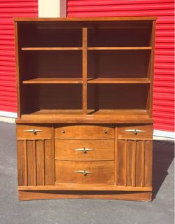 Mid-Century Modern Walnut China Cabinet Hutch