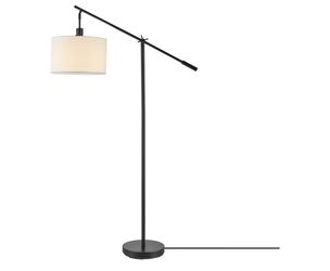 Globe Electric 67525 Avellino 66" Floor Lamp, Matte Black, White Linen Shade