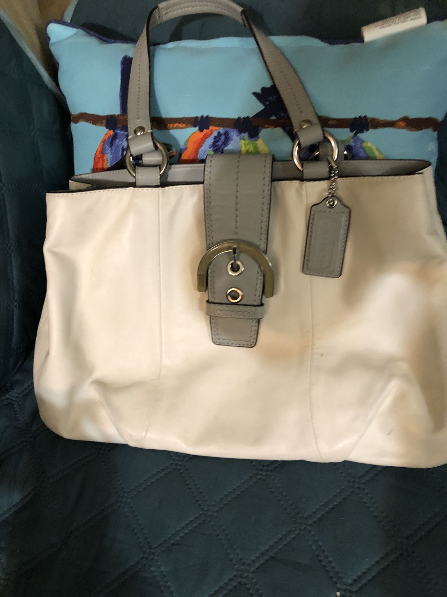 Cream Leather Coach Bag