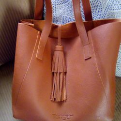 Tanger Tassel Brown Leather Tote Bag 