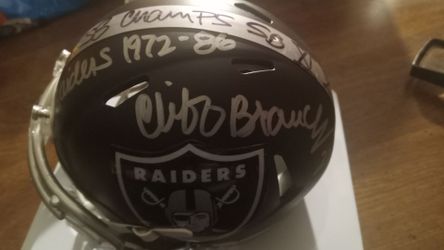 Signed raiders mini helmet cliff branch