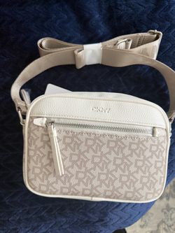 DKNY Cream Monogram Crossbody Camera Bag