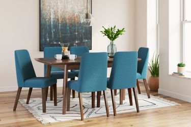 Lyncott Blue/Brown Extension Dining Table w/ 6 Chairs