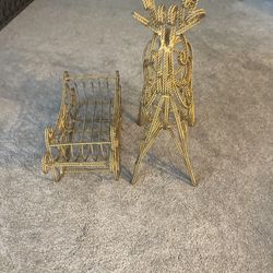 Reindeer And Sleigh - Gold