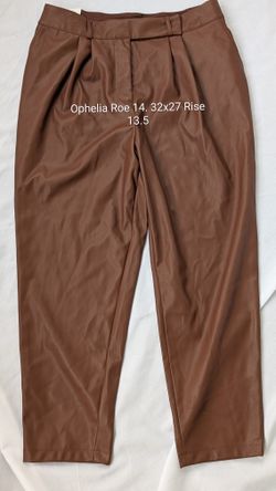 New Tags Womens Ophelia Roe 14 Faux Brown Leather High Rise Straight Leg Pants. East Or West Reg $38. 57 100% Polyester Coated With Polyure