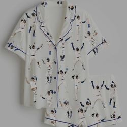 Los Angeles Dodgers Women's Baseball League Short Sleeve Satin Pajama Set