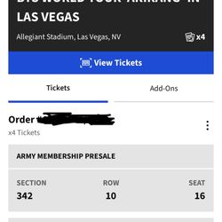 BTS Concert Tickets 5/28/26 Las Vegas 
