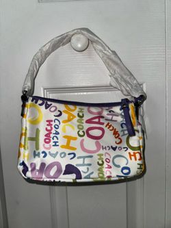 Coach S multicolor logo print shoulder bag
