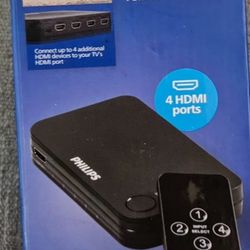 Philips 4 Port 2.2 HDMI Switch with Remote - Black