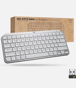 Logitech MX Keys Mini for Business Wireless Illuminated Keyboard – Pale Gray