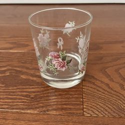 Breast, Cancer Awareness, Pink Roses, Glass Tumbler