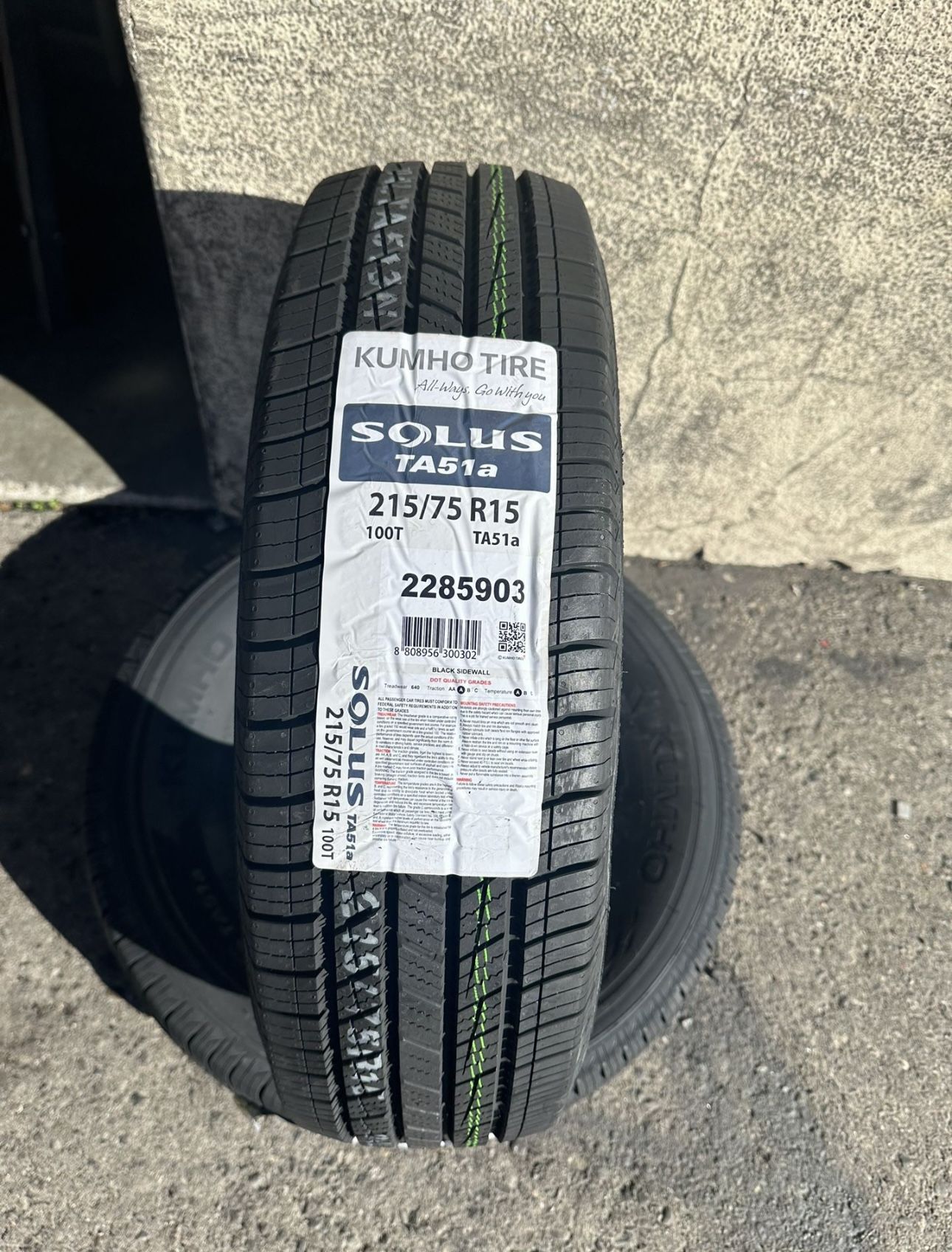 New Tire 215/70R15 Kumho Solus TA51a 100T Set Of 4 Tires Free Mount Balance installed Finance Available