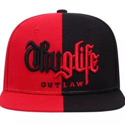 Thug Life Red/Black Snapback Flat Brim Hat 