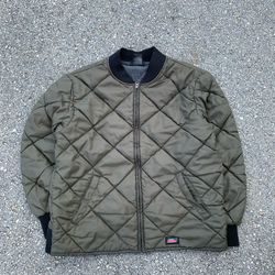 Dickies olive green quilted bomber jacket insulated Genuine Dickies 