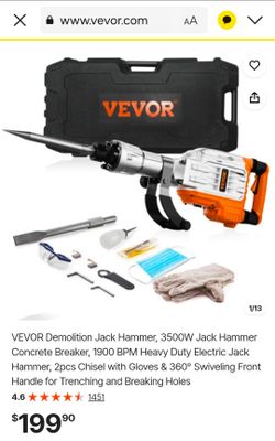 VEVOR 3500W Demolition Jack Hammer Kit