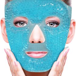 ZNÖCUETÖD Cold Face Eye Mask Ice Pack Reduce Facial Puff, Dark Circles, Gel Beads Hot Heat Cold Compress Pack, Face SPA for Woman Sleeping, Pressure, 
