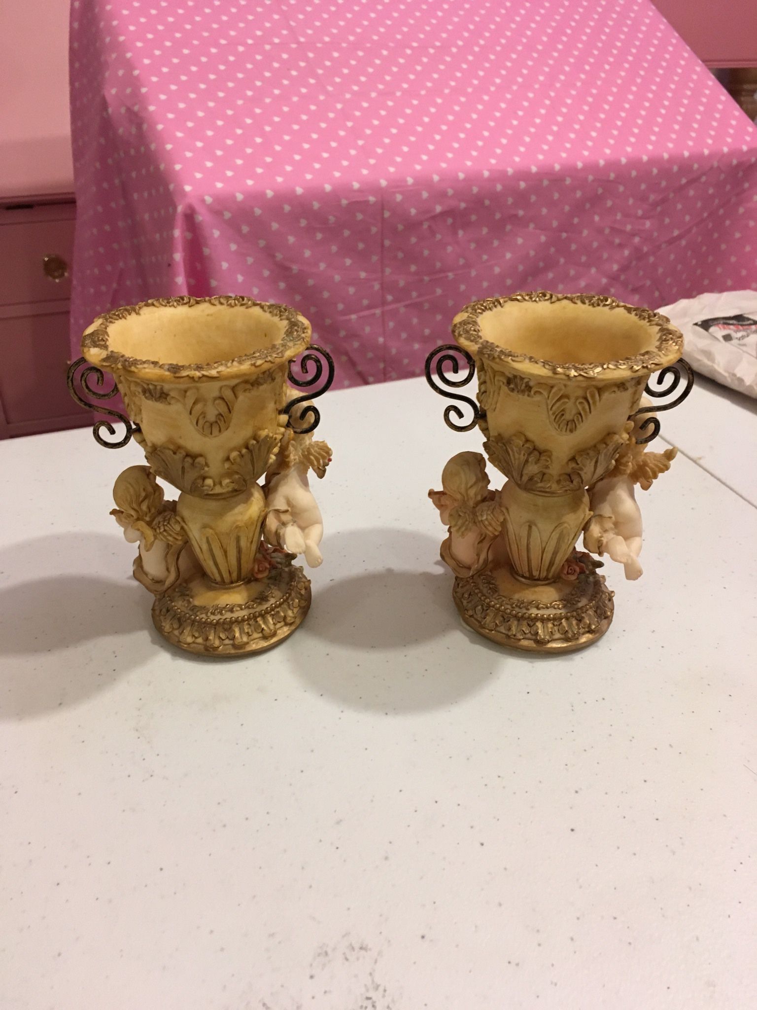 Shabby Chic Angel Roses Candle Holders