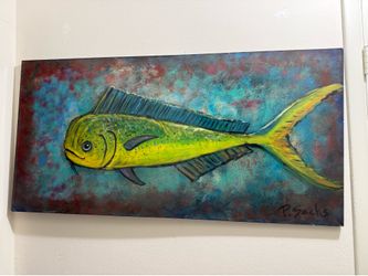 Hand painted abstract MAhi MAhi painting