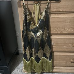 Black Gold Flapper Type Dress 
