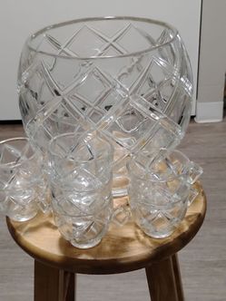 Mid Century Colony Glass Punch Bowl Set