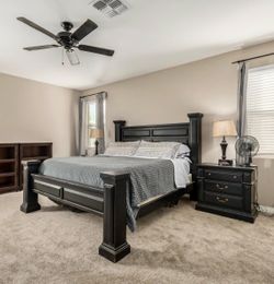 Black solid wood king size bedroom set
