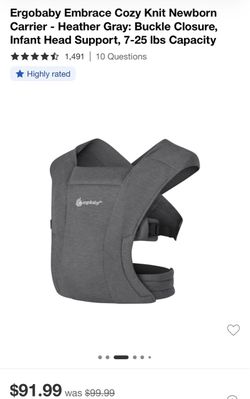Ergobaby Embrace Cozy Knit Newborn Carrier – Heather Gray