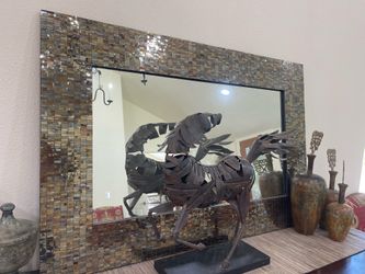 3’x2’ brown tile mirror -used in staging