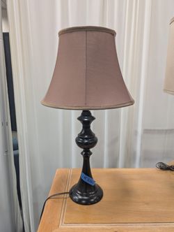 Traditional Black Metal Table Lamp with Brown Shade