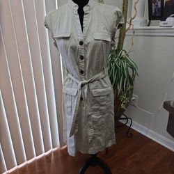 Khaki Safari-Style Dress