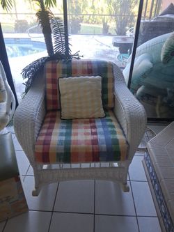 Wicker Rocking Chair And Table